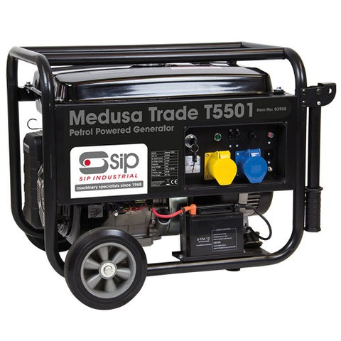 03958 Medusa T5501 Portable Site Petrol Generator 3.8Kw 110V / 230V E/Start - siptoolshop